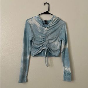 Blue & White Tie Dye Pullover Hoodie